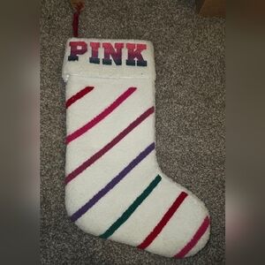 PINK Striped Christmas Stocking